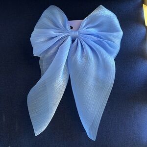 NWT Claire’s Baby Blue Sheer Ribbon Barrette Hair Bow